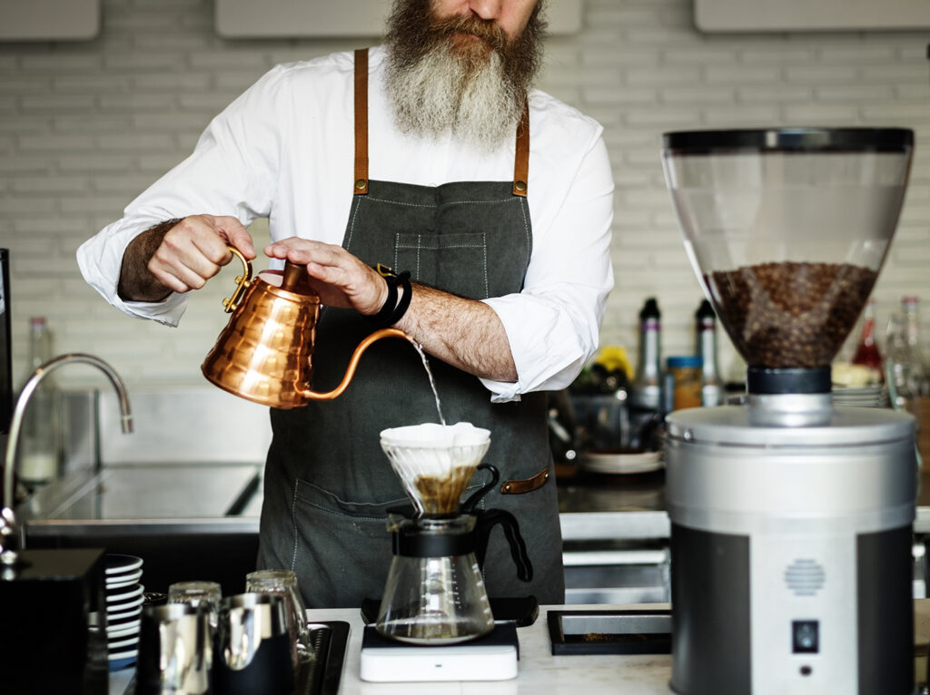 Caucasian barista man making drip coffee barista03